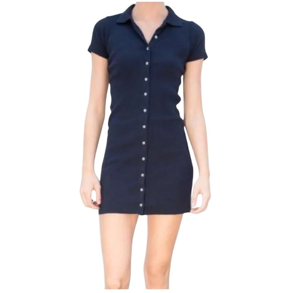 Preppy Coquette Brandy Melville Caroline Polo Nautical Navy Blue Dress Small